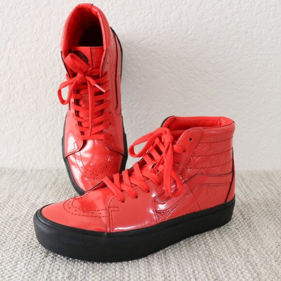 VANS Shoes - Vans x David Bowie Sk8-Hi Red Patent Leather High Top Sneakers Women 9 / Men 7.5